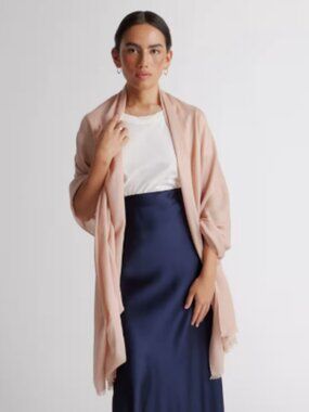 Quince Featherweight Cashmere Silk Frayed Edge Scarf